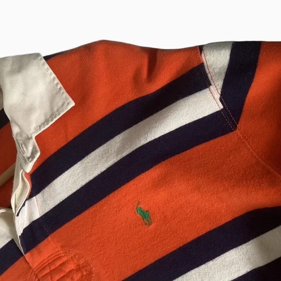Polo Ralph Lauren Classic Orange and Navy Stripe Rugby Jersey. XL - Picture 3 of 6